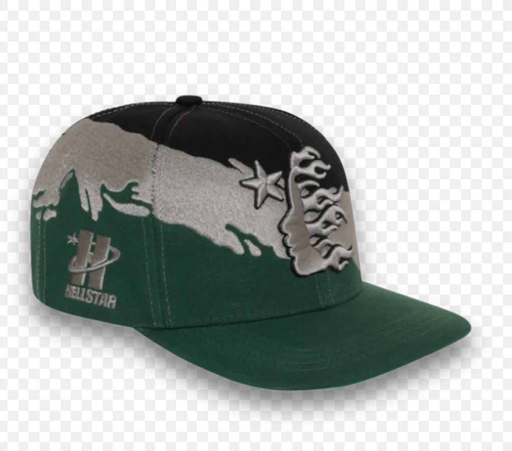 Hellstar Studios Paintbrush Snapback Hat Green & Black