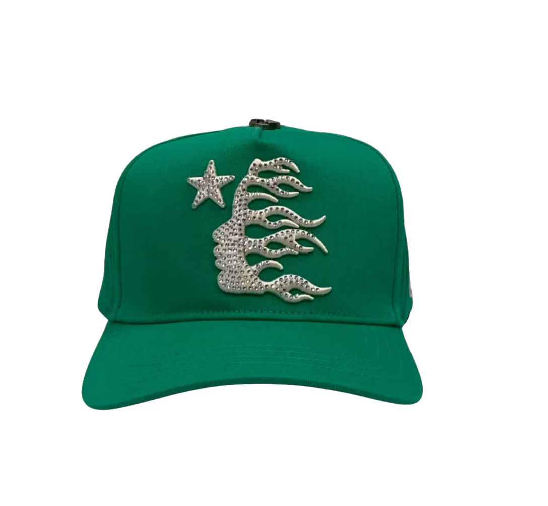 Hellstar OG Logo Rhinestone Hat Kelly Green