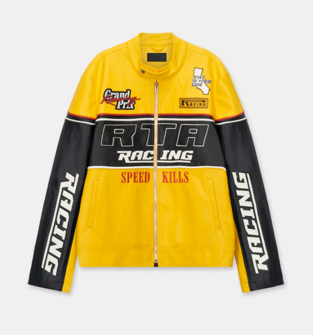 RTA Yellow Racing Leather Jacket