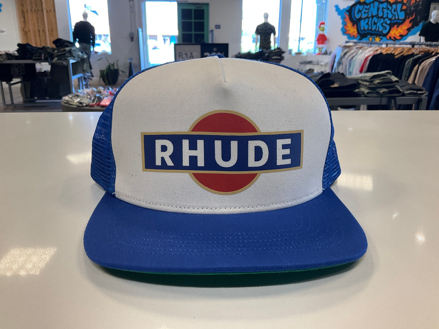 Rhude Logo Blue Trucker Hat