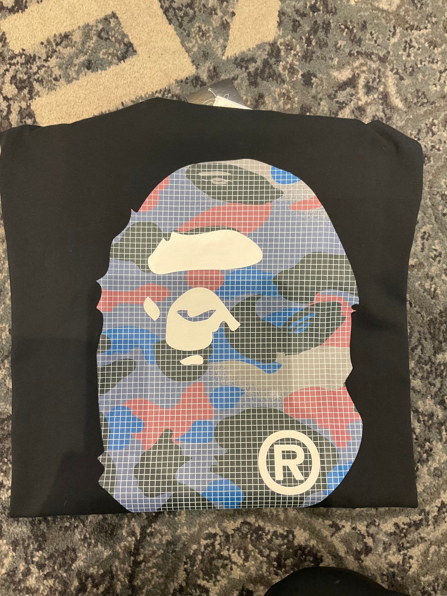 Bape Grid Ape Tee Black