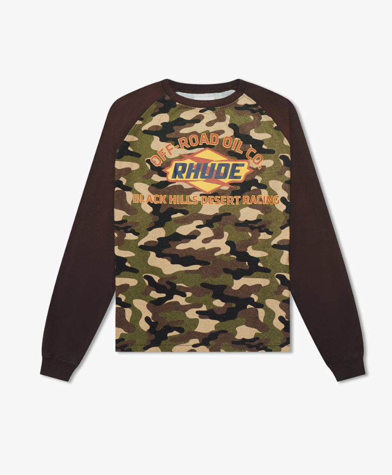 Rhude Black Hills Raglan Camo L/S Tee