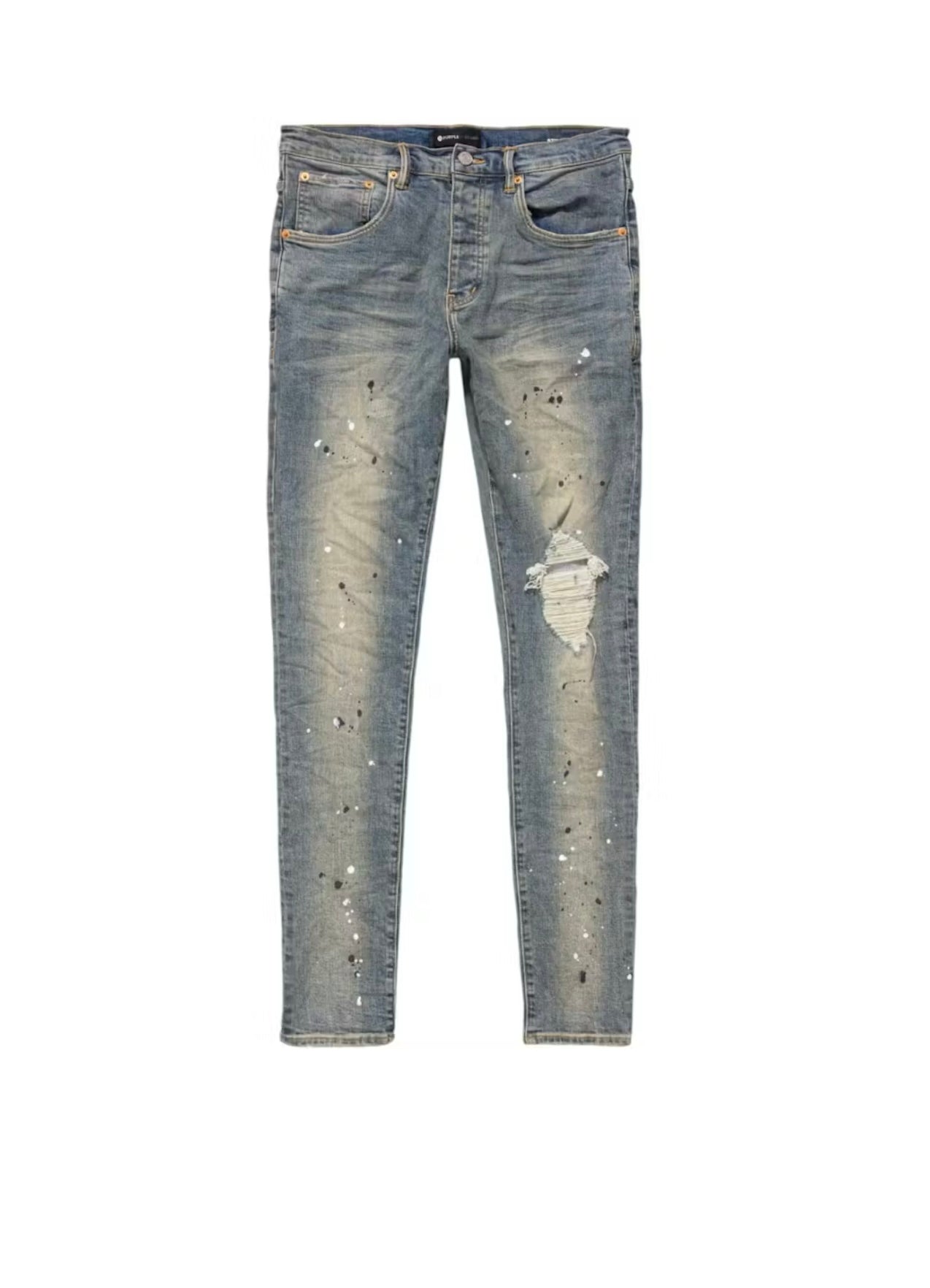 Purple Brand Mid Rise Destroy Paint Jean