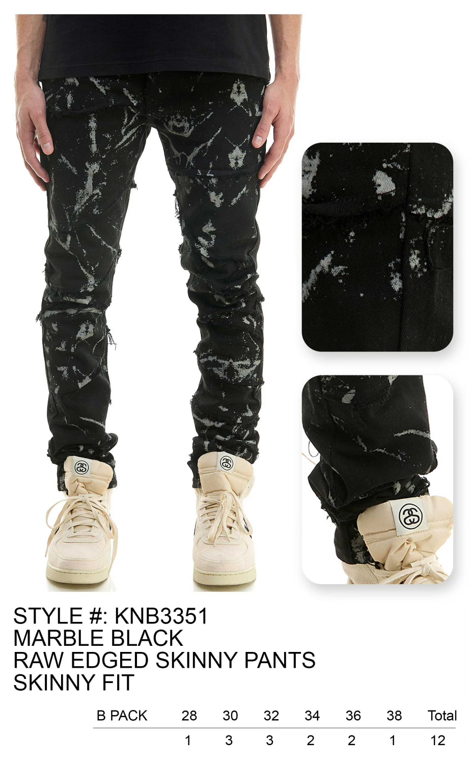 KDNK Jeans Stacked (Black Marble)