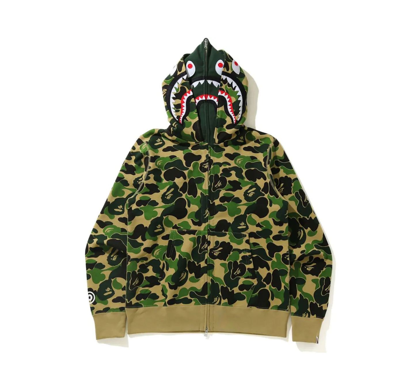Bape Camo Shark Double Zip-up Green