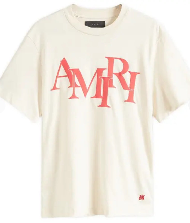 Amiri Staggered Logo Tee White