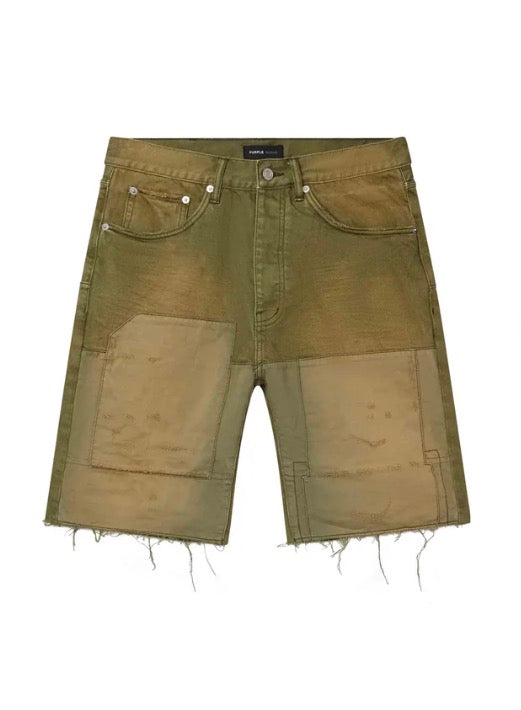 Purple Brand Green Patchwork Shorts