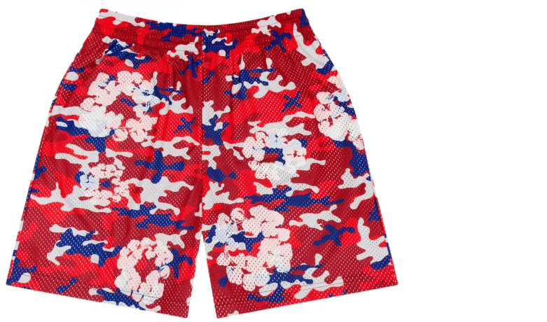 Denim Tears Wreath Camo Red Mesh Shorts
