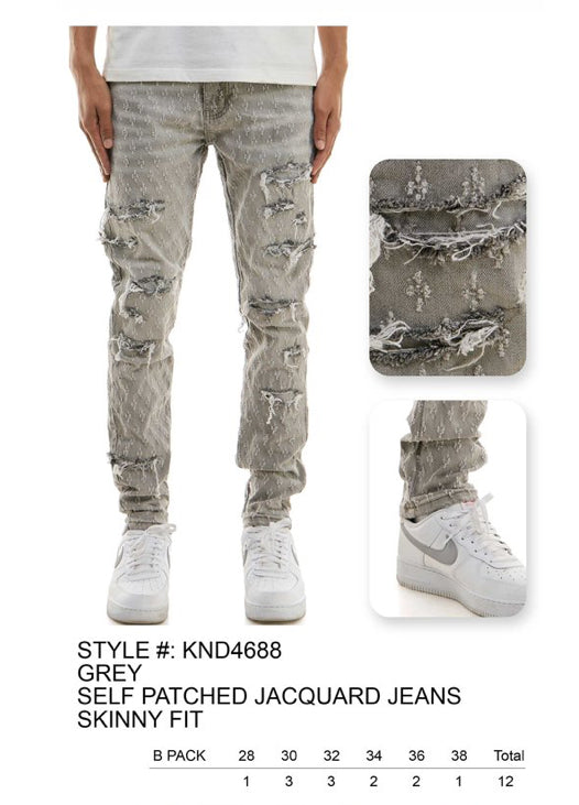 KDNK Skinny Grey Self Patched Jacquard