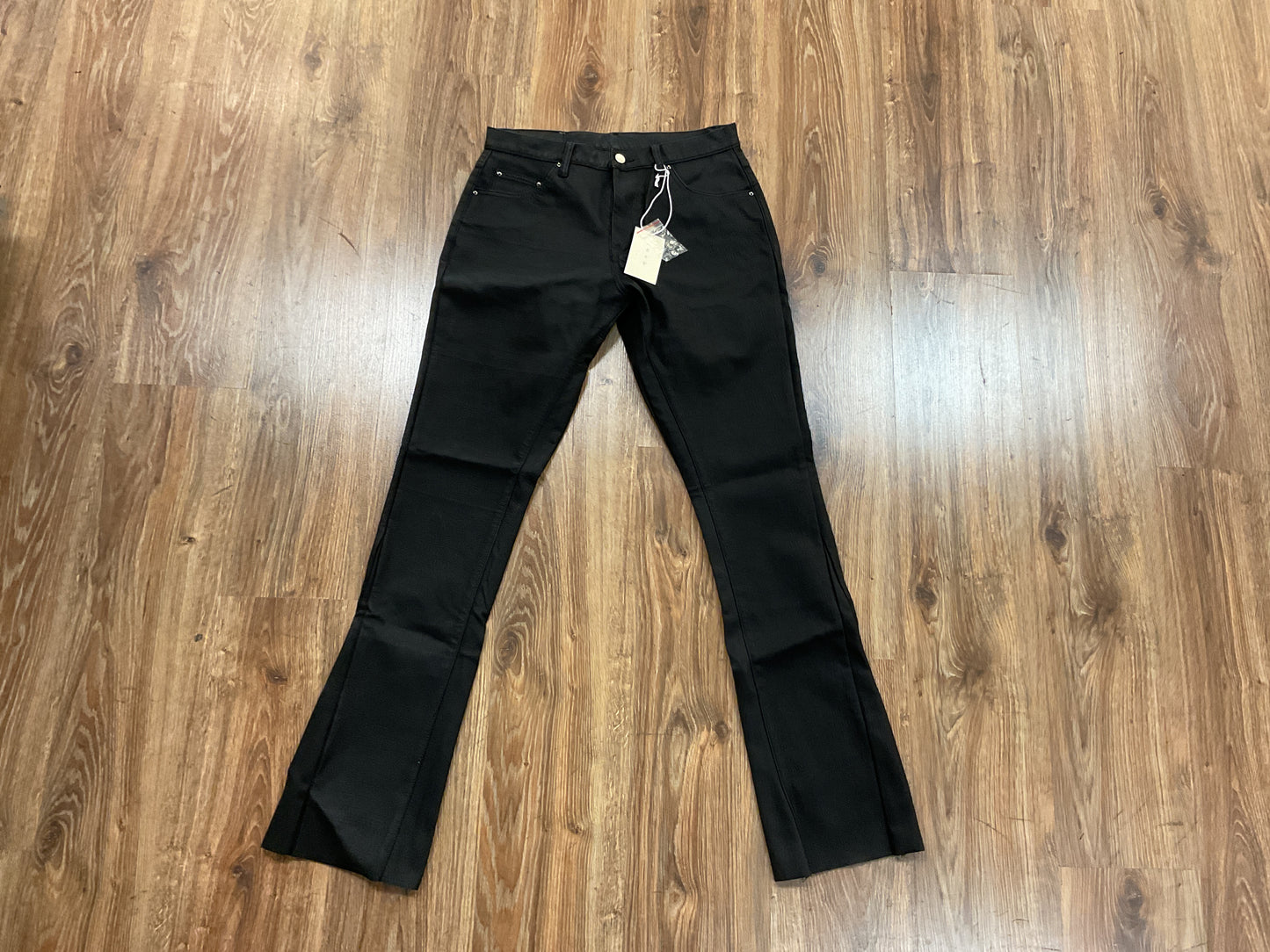 B478 Leather Flare Denim