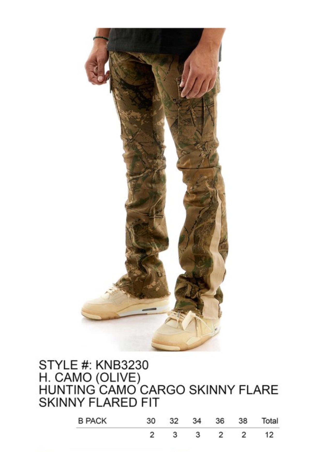 KDNK Skinny Flare Hunting Camo Cargo