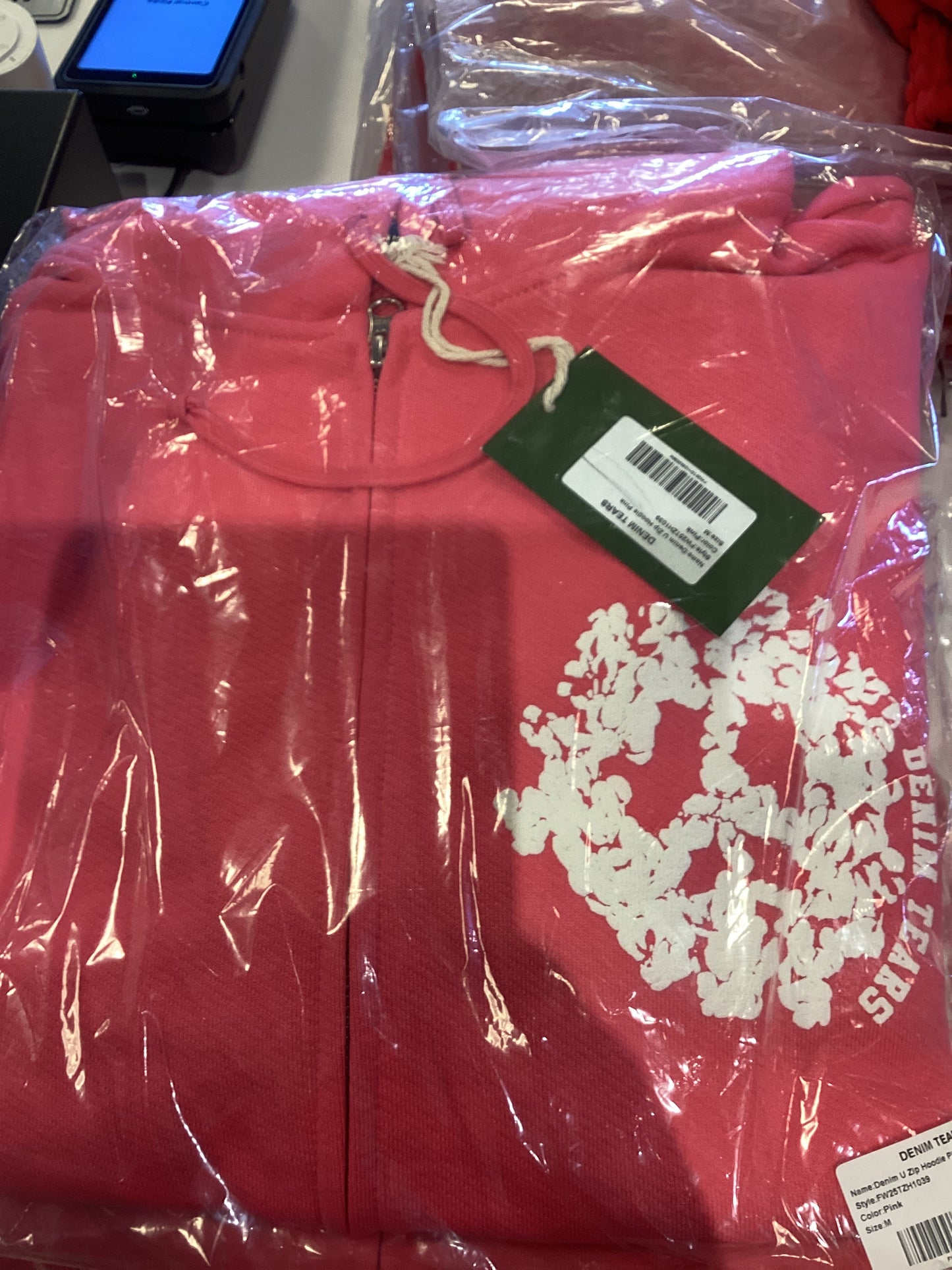Denim Tears U Zip Pink Hoodie