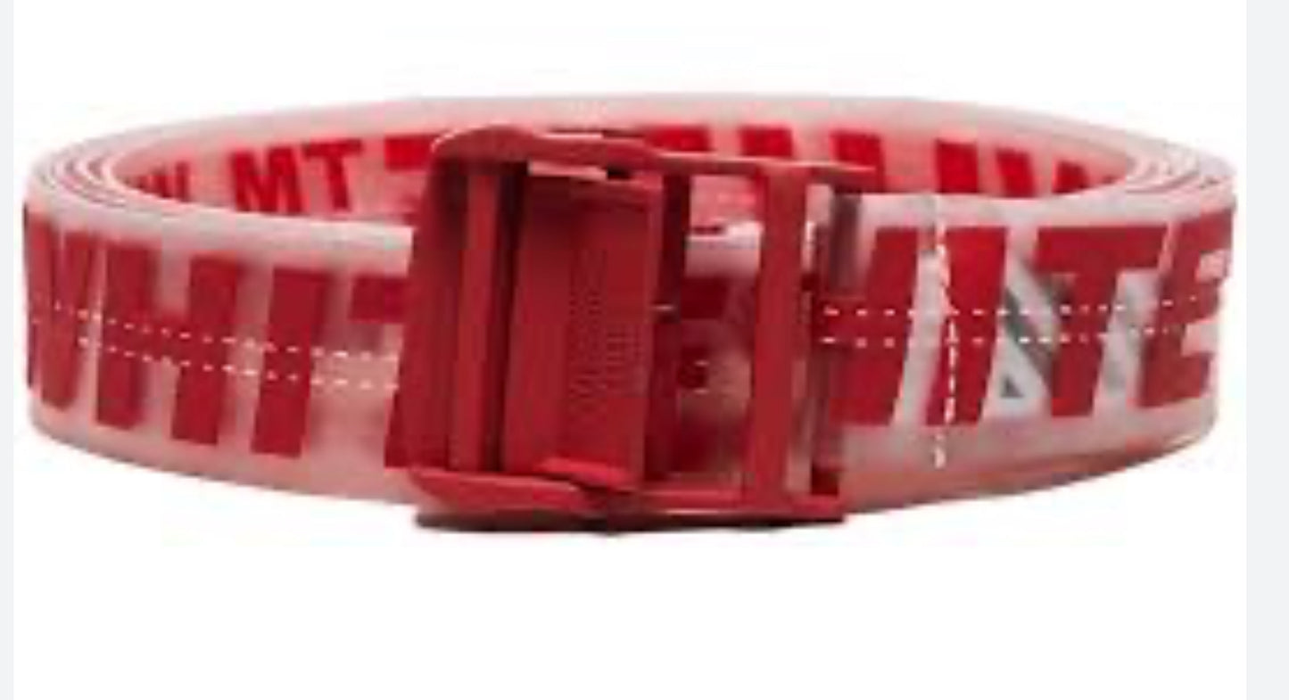 Off White Rubber Industrial Belt Red