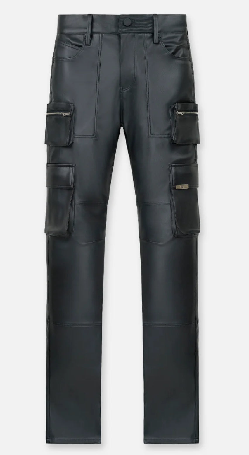 RTA Slate Cargo Leather Skinny Pant