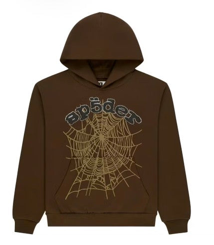 Sp5der Brown OG Web Hoodie