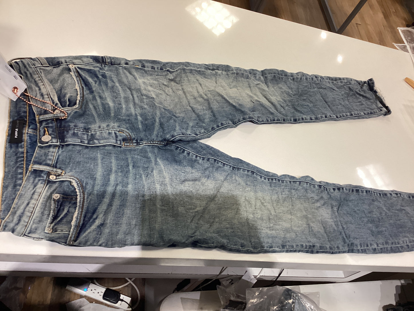 Purple denim light washed indigo