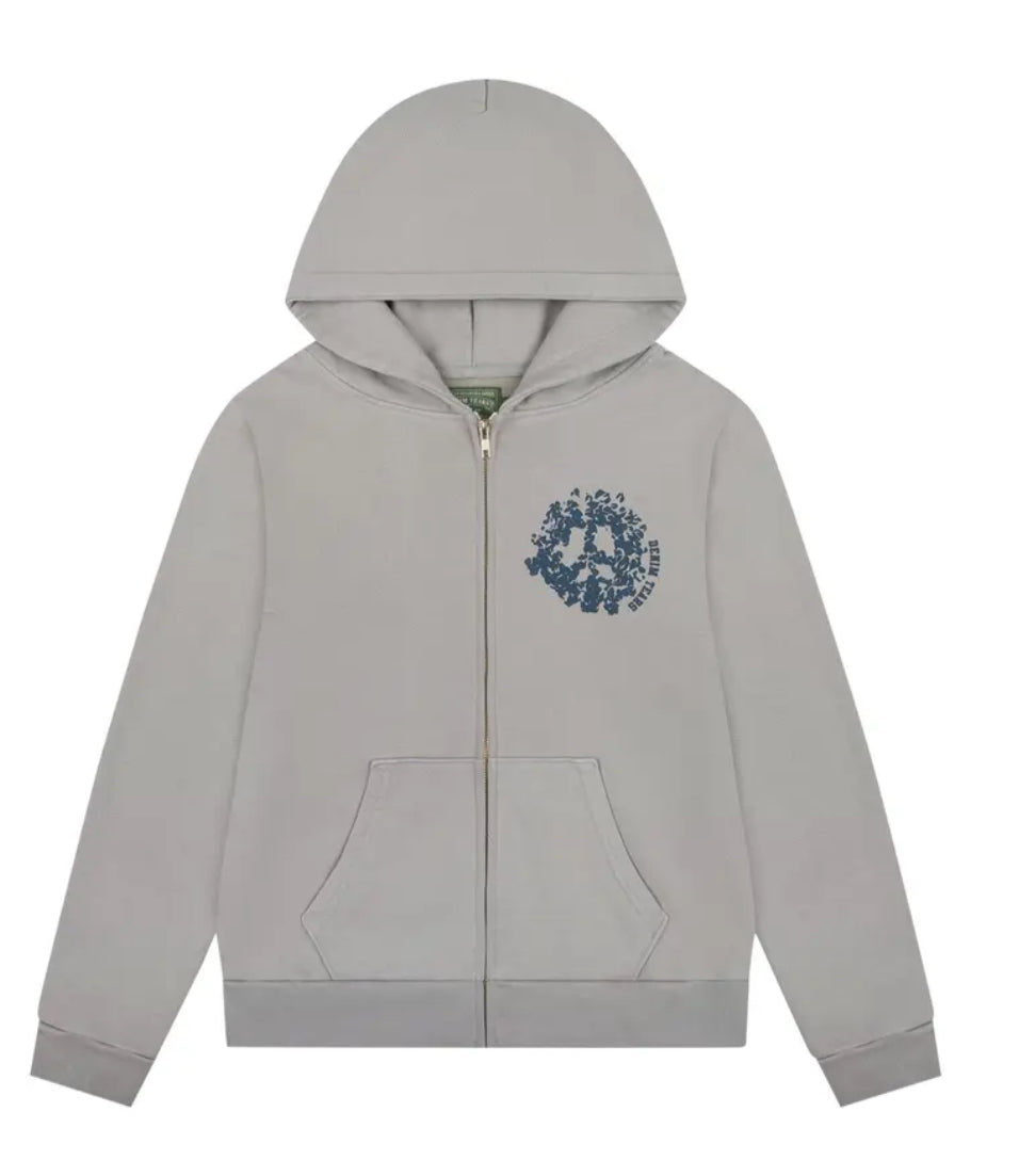 Denim Tears Grey University Zip Hoodie
