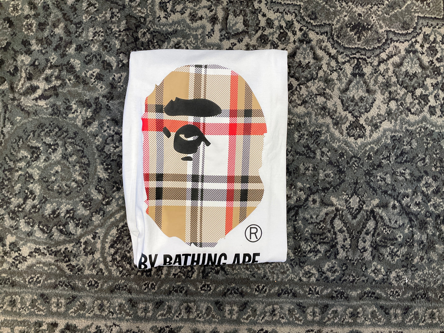 Bape Big Ape Plaid White Tee