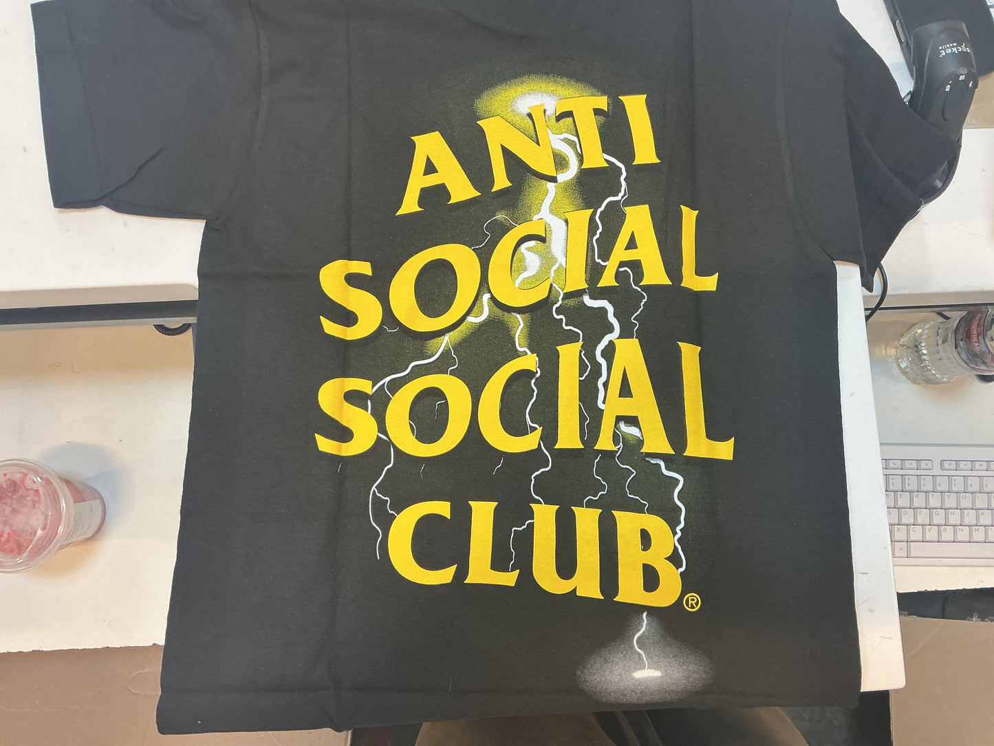 Anti social club lightning yellow tee