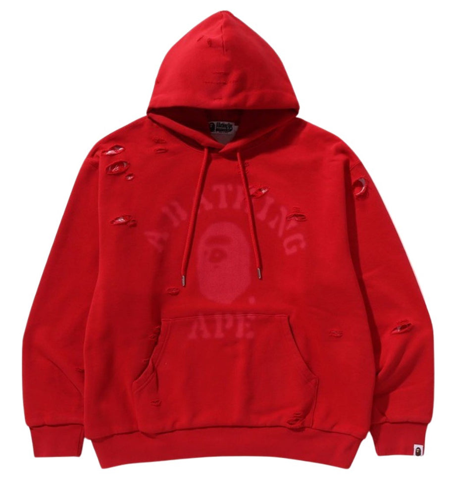 BAPE Destroyed College Relaxed Layered Pullover Hoodie
