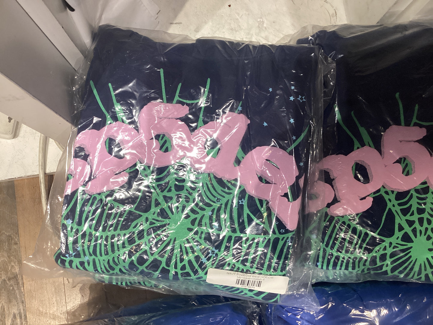 Sp5der Navy Blue Web hoodie