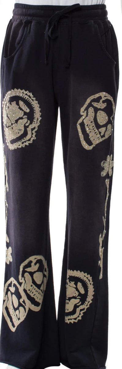 Alchemist Skulled Print Blue Wash Sweatpants