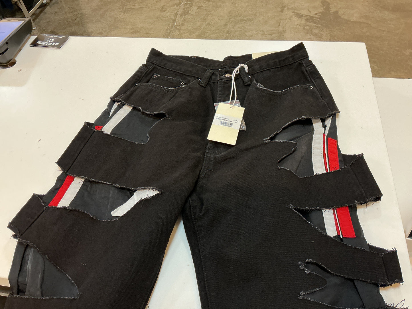 Ultra Baggy Track Lined Denim Black/Red