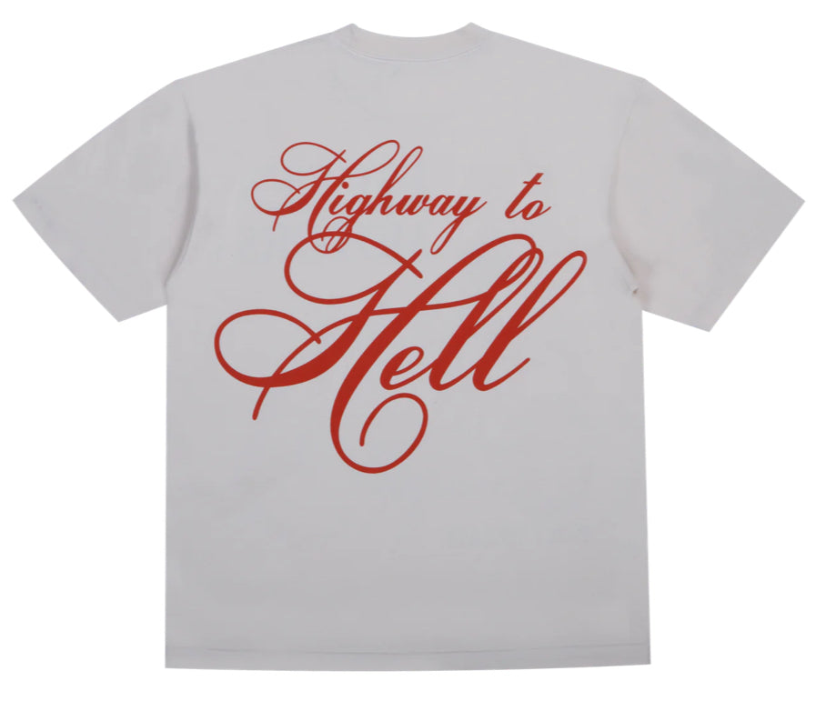 Pieces Motors Highway Tee Shirt Cream/Red