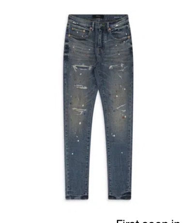Purple Brand Indigo Paint Splatter Jeans