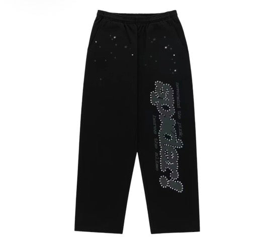Sp5der Black Rhinestone Punk V2 Sweatpant