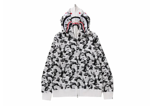 Bape Camo Double Shark Zip Up White/Black
