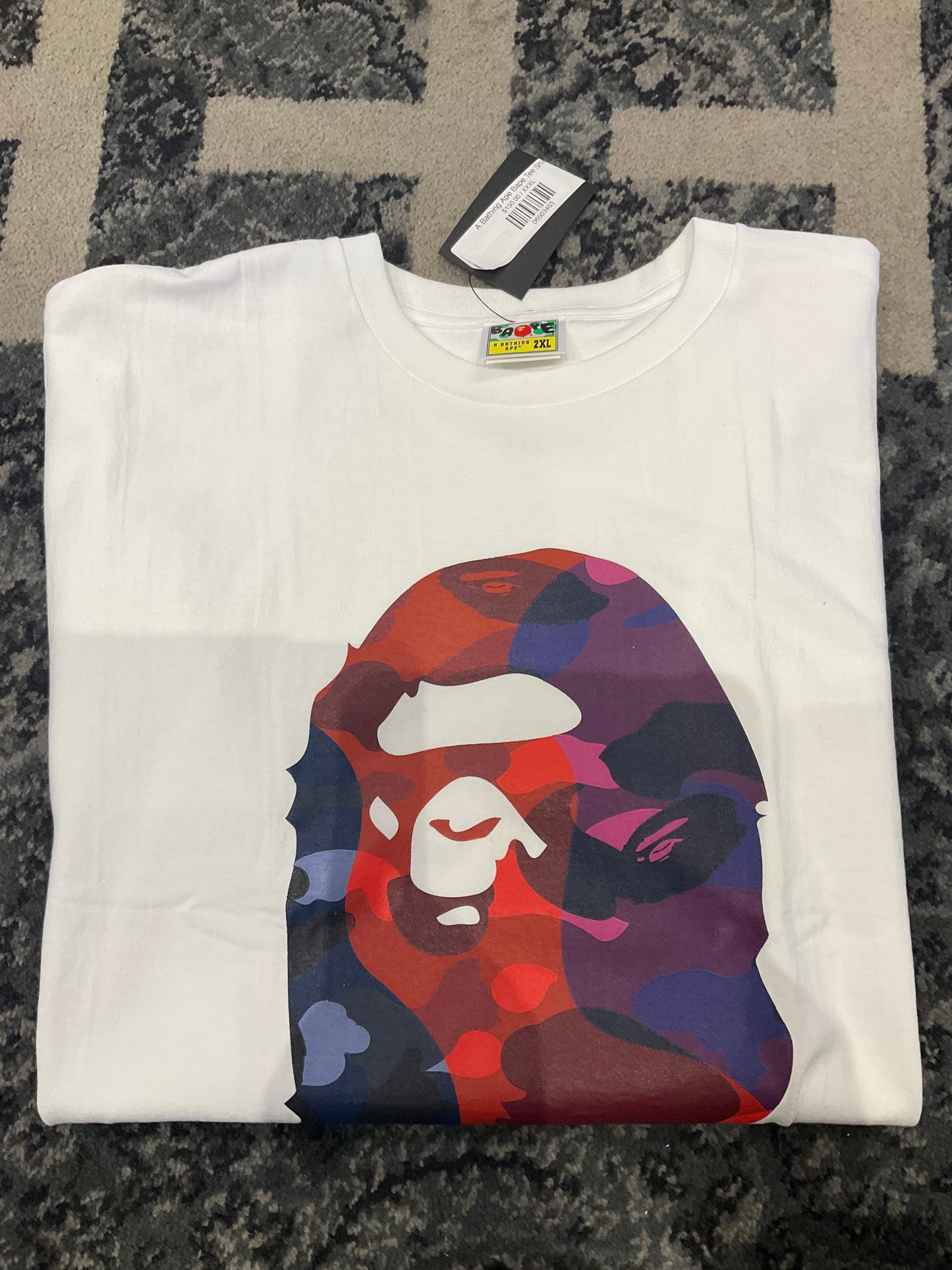 Bape Blue/Red/Purple Ape Tee white