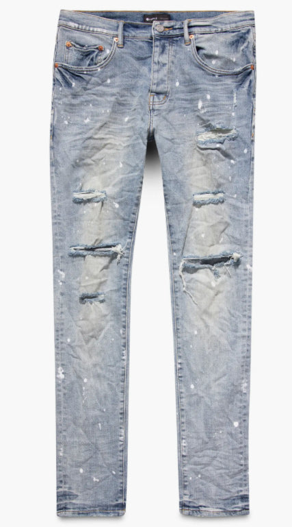 Purple Brand Ripped Paint Splatter Skinny Jean
