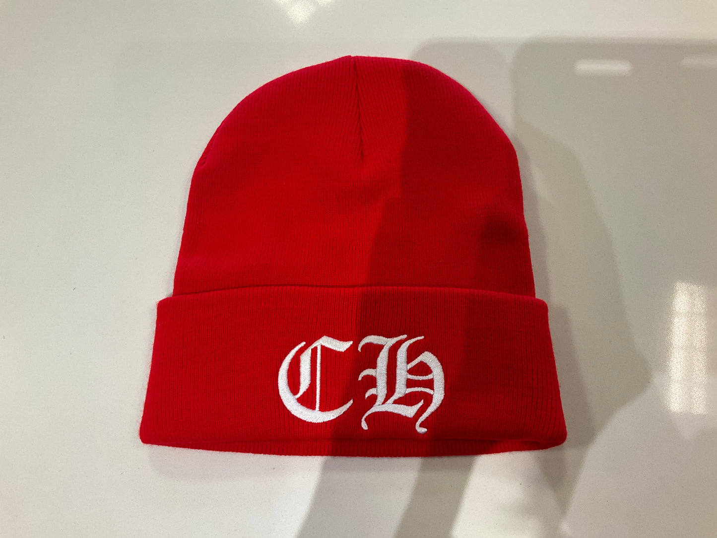 Chrome Heart Beanie CR Logo Red