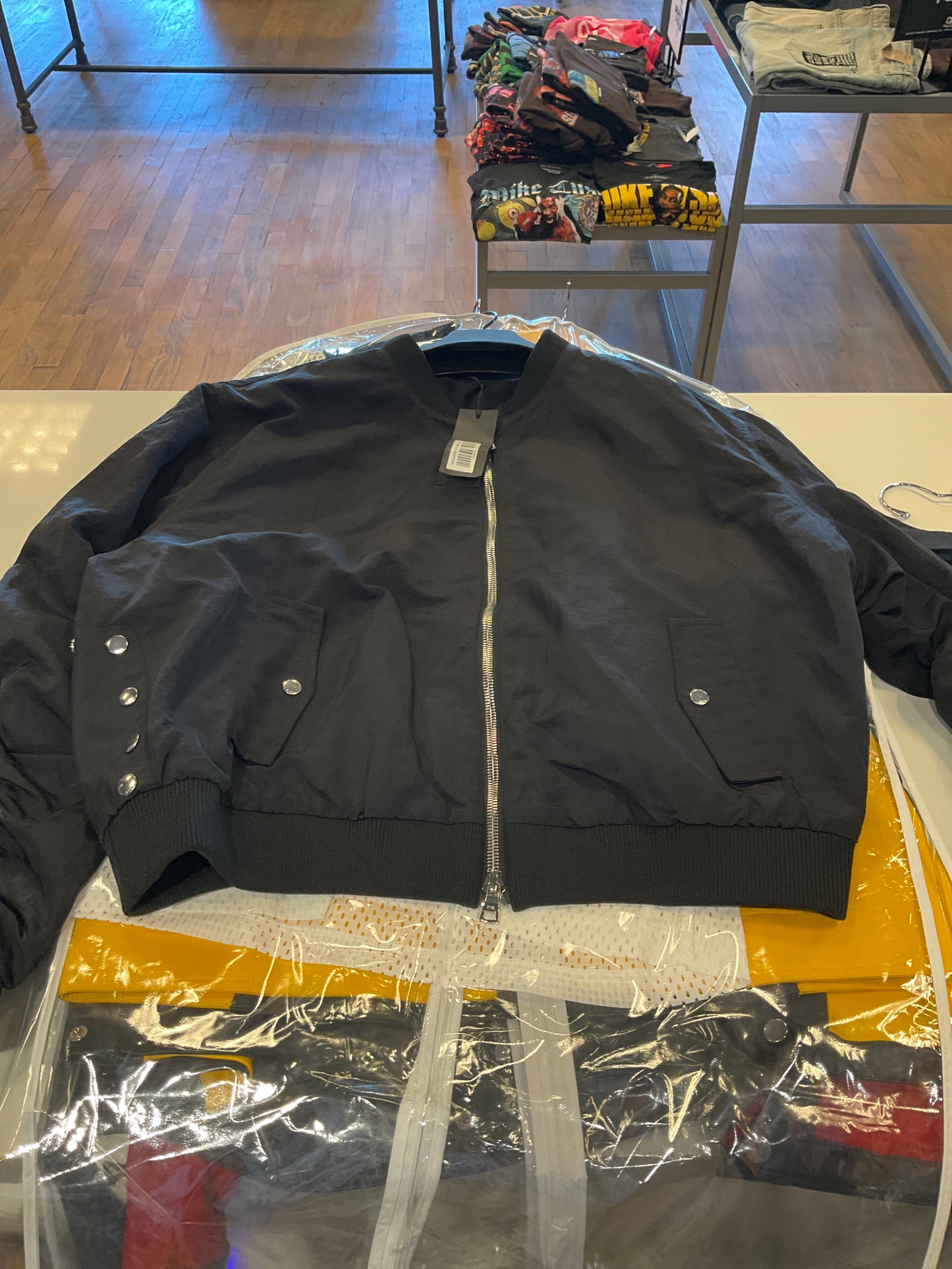 RTA black leather zip-up