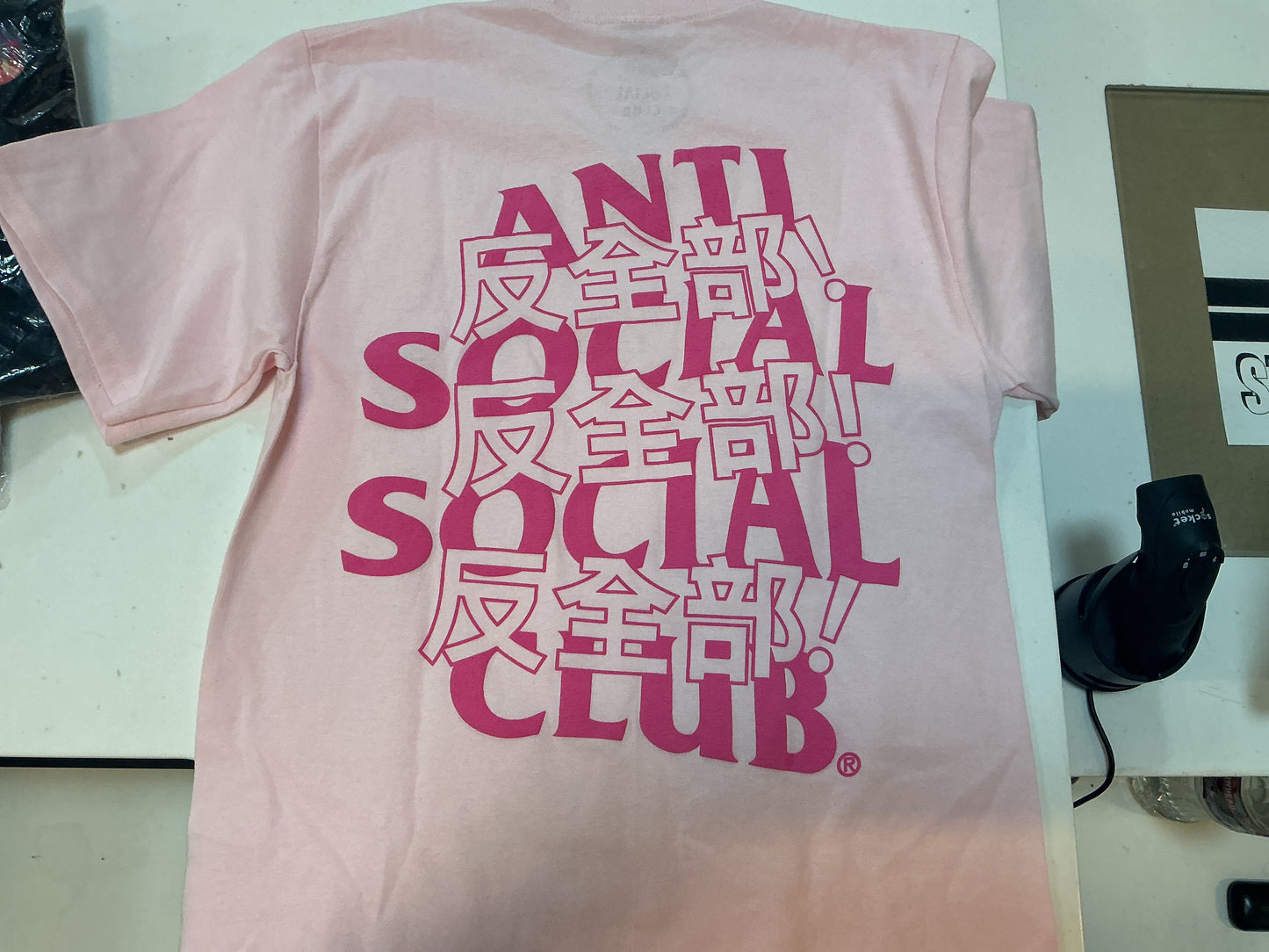 Anti social club pink Japanese tee