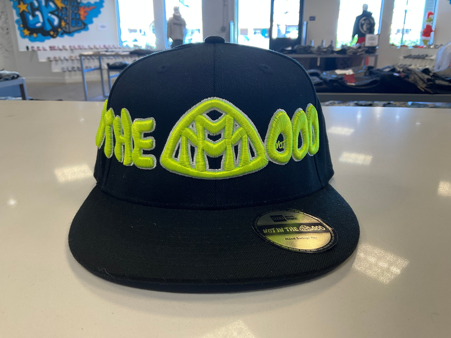 Not In the Mood Hat Black/lime green