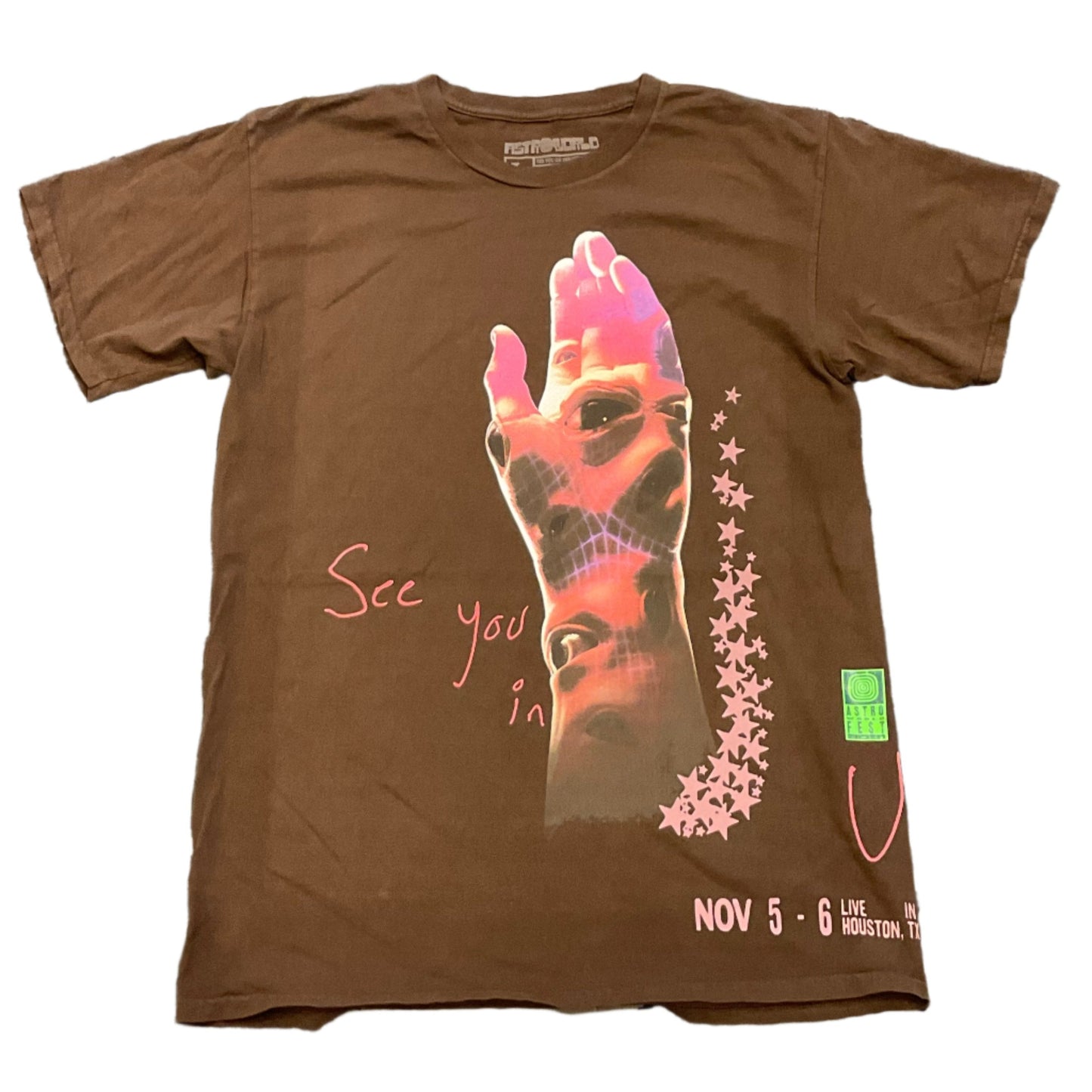 Travis Scott All Seeing Hands Tee Brown