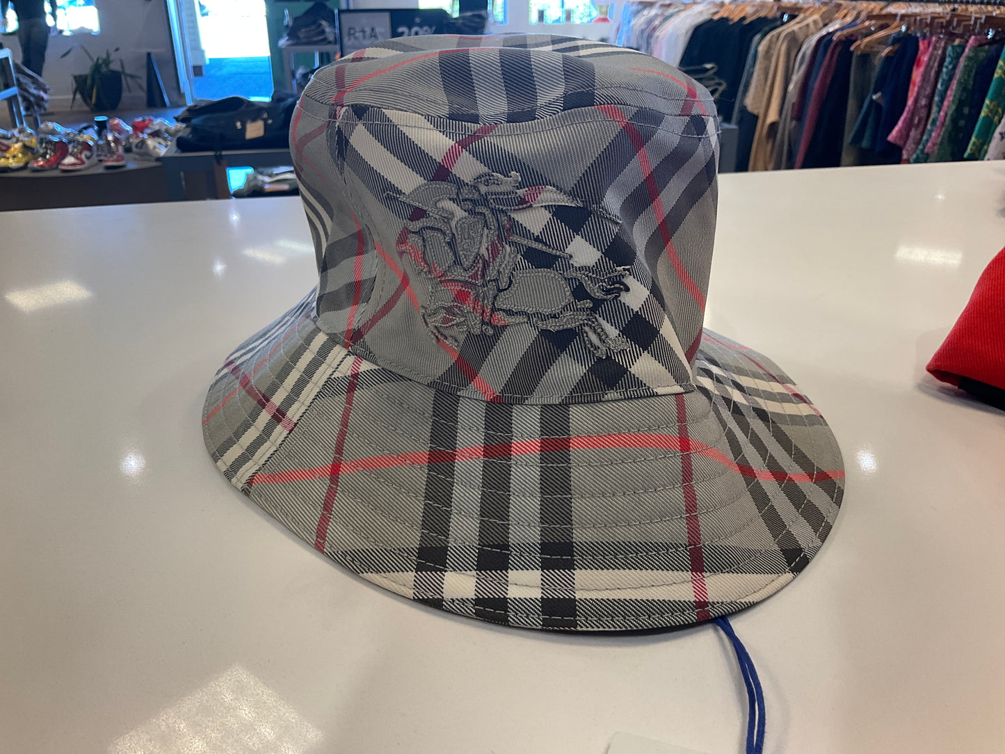 Burberry Bucket Hat Grey Plaid
