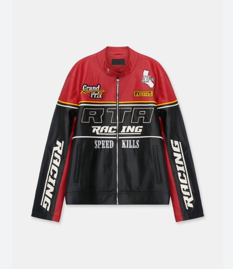 RTA Red & Black Racing Leather Jacket