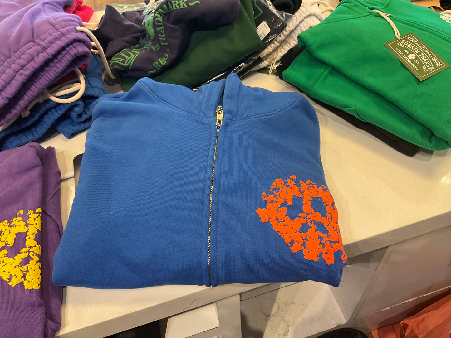 Denim Tears University Zip Hoodie Blue