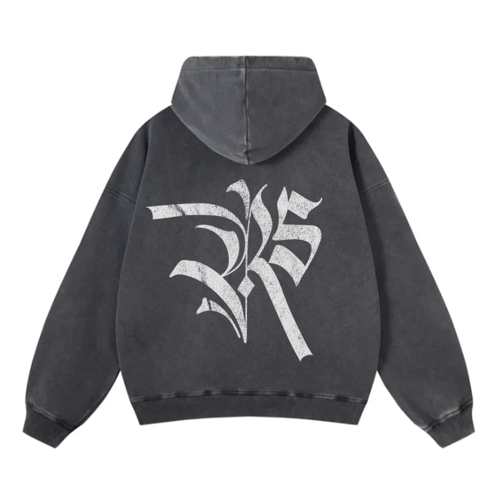 REVIVE STUDIOS PULL OVER HOODIE CHARCOAL BLACK