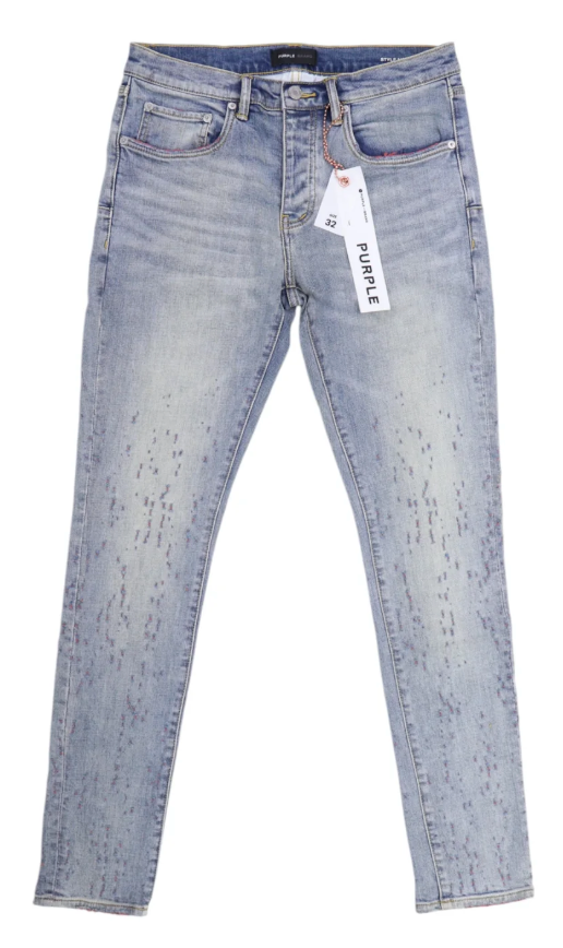 Purple Denim Indigo Color Weft Buckshot Jeans