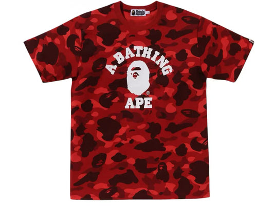 Bape Color Camo Red College Tee