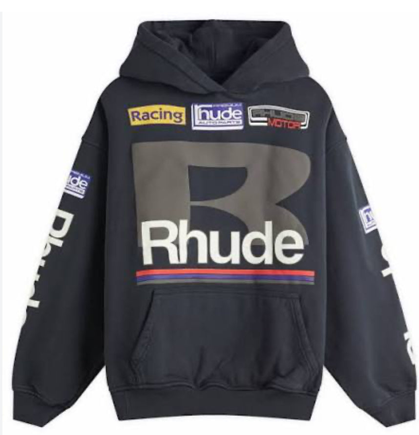 Rhude Black Petrol Patch Hoodie