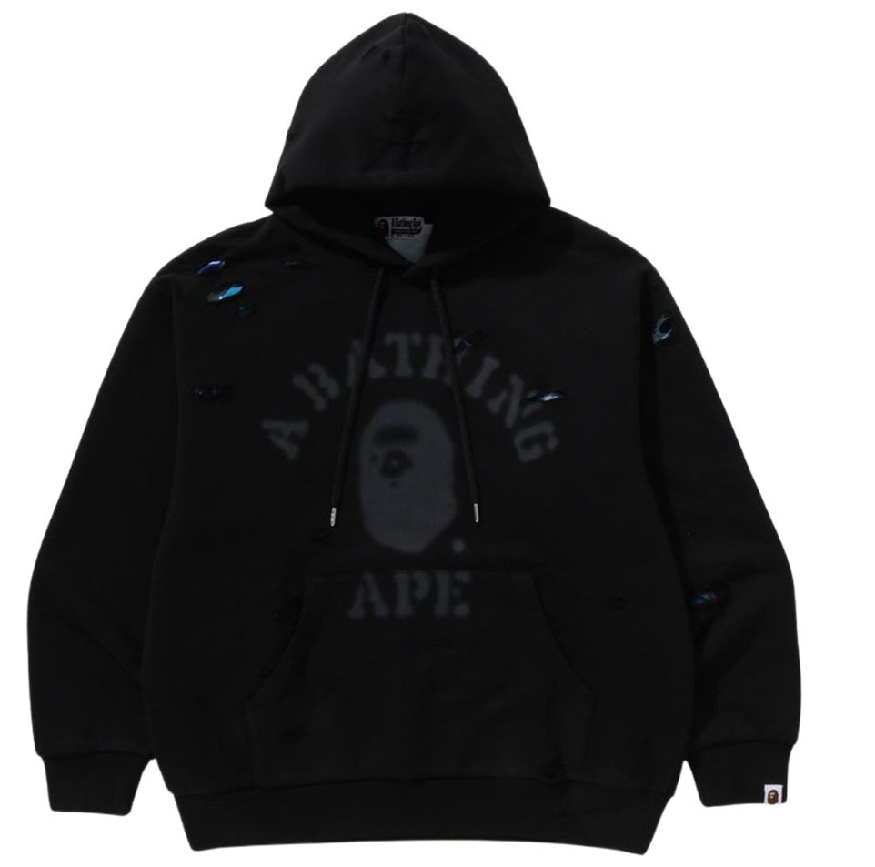 BAPE Destroyed College Relaxed Layered Pullover Hoodie