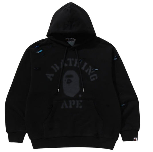 BAPE Destroyed College Relaxed Layered Pullover Hoodie