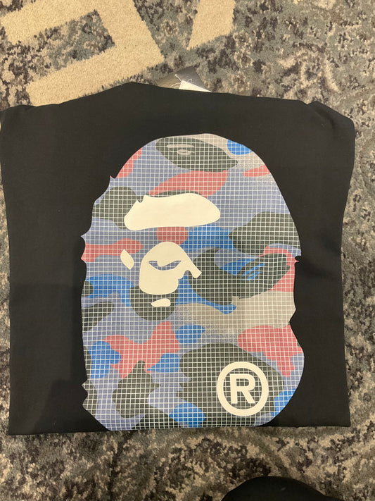 Bape Grid Ape Tee Black