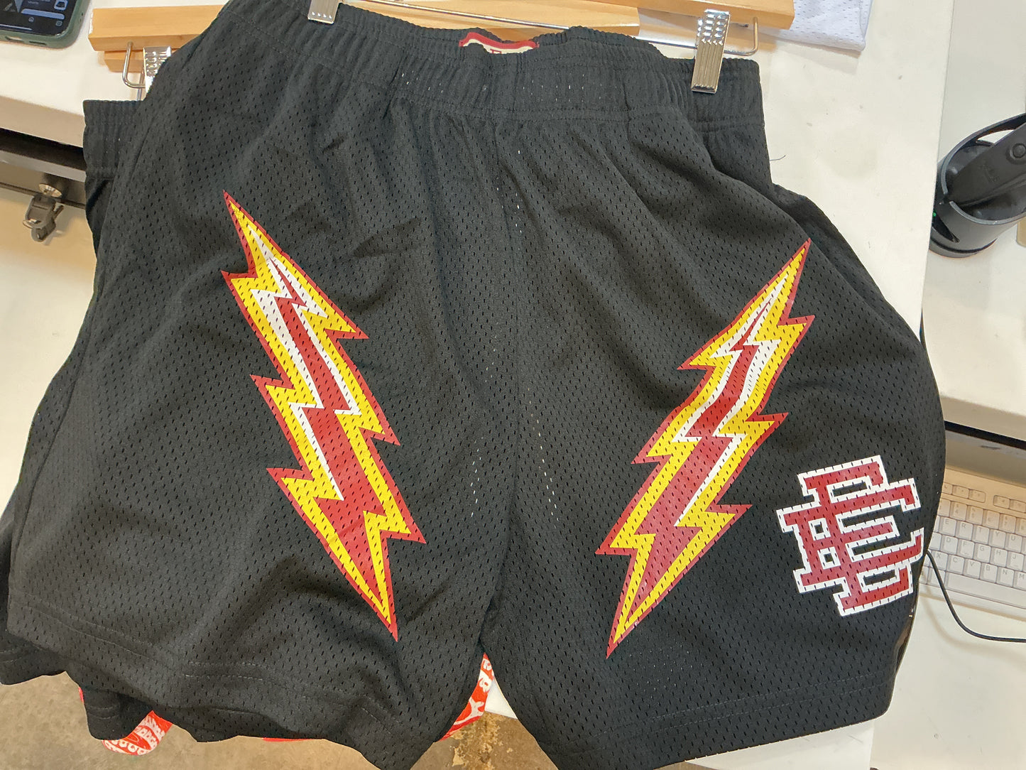 EE Basic Lightning Bolt Shorts Black/Red/Yellow