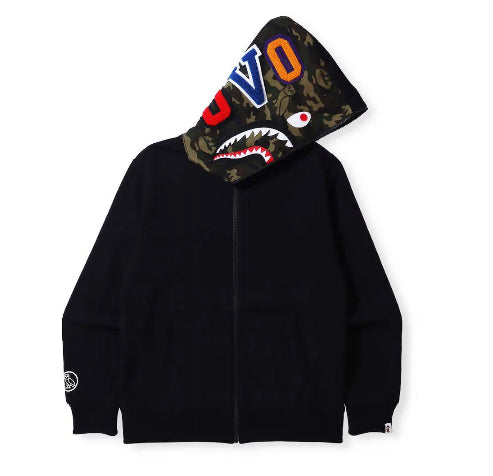 Bape X OVO Woodland Camo Shark Reversible Full Zip Hoodie